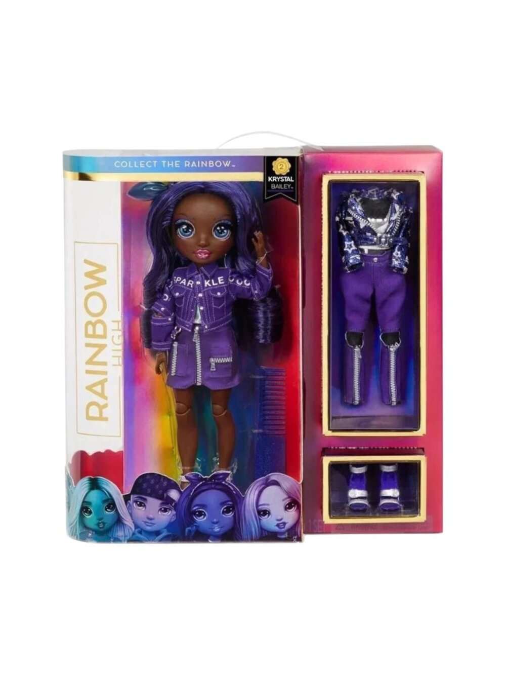 MGA Rainbow High Krystal Bailey Fashion ‎ Doll Dark Purple Sparkle Series New